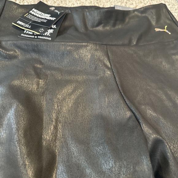 Womens Large 7/8 Puma Tight Fit High Waist Leggings Running Training Pants Black - Picture 3 of 6